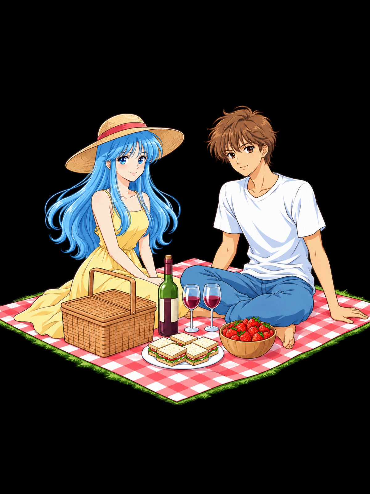 Anime Romantic Picnic Tote Bag