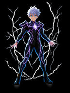 Lightning Hero Anime Sweatshirt, Electric Power Anime Hoodie, Neon Glow Character Design for Fans of Epic Anime Apparel