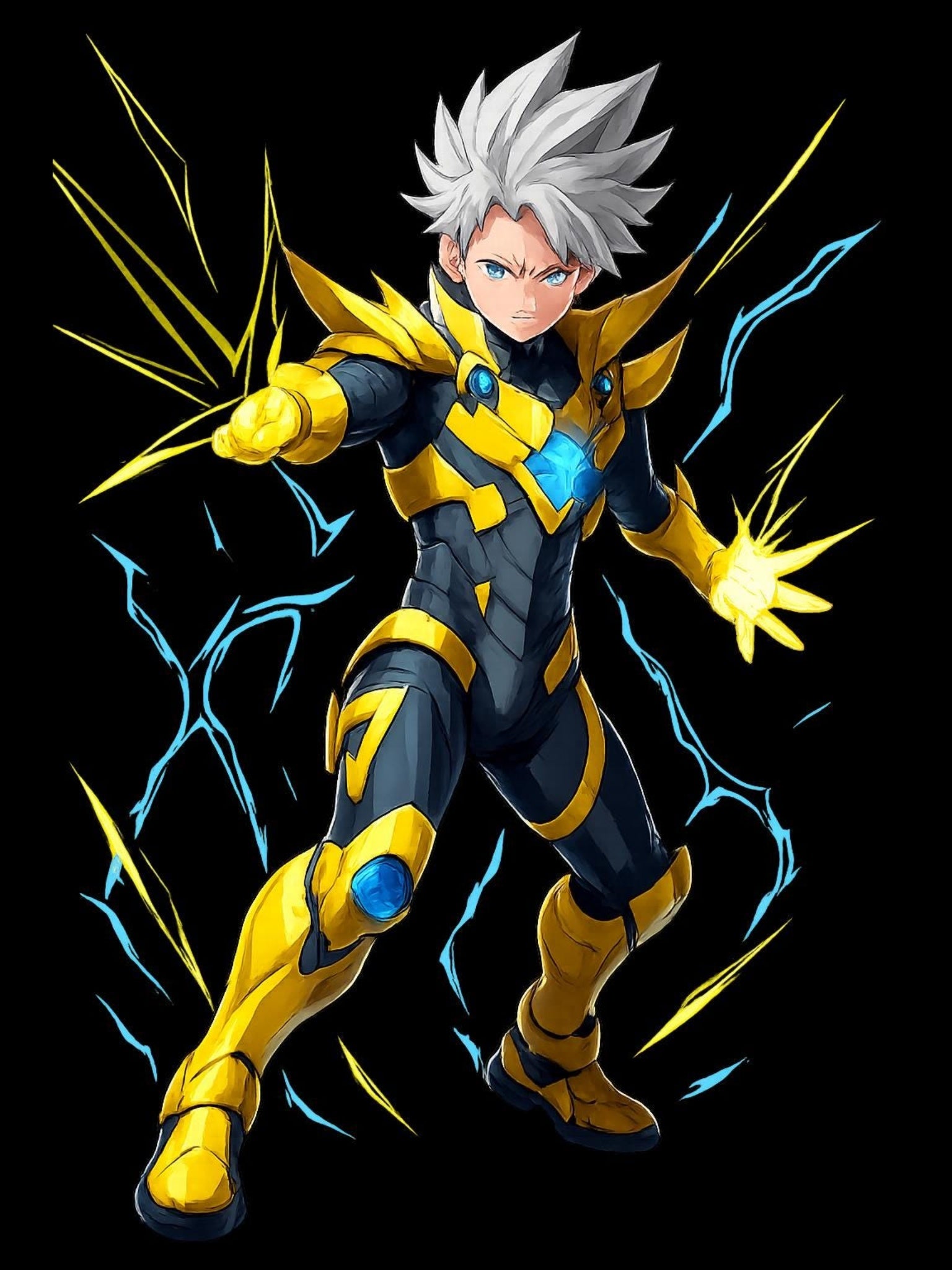 Anime Lightning Hero Sweatshirt, Electric Power Anime Hoodie, Neon Superhero Pullover, Japanese Streetwear Gift