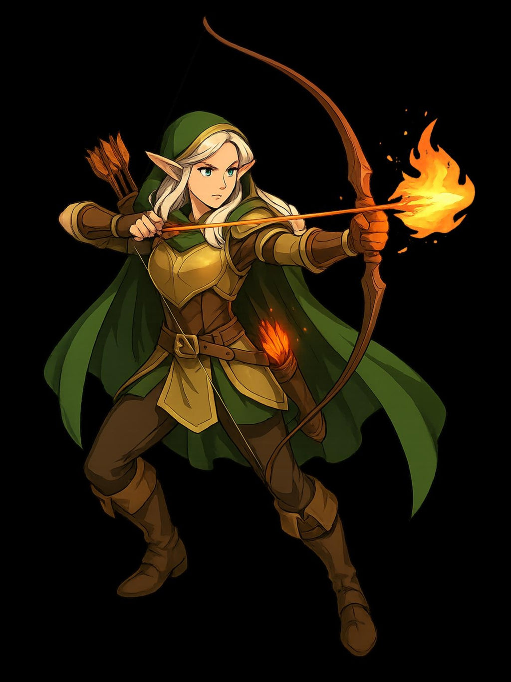 Elf Archer Anime Sweatshirt Sand Color Unisex Pullover Japanese Fantasy Ranger Gift