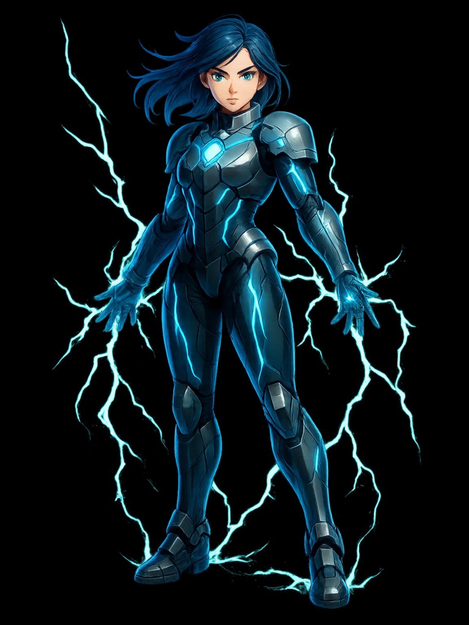 Anime Female Electric Hero Art Sweatshirt, Manga Wall Art, Anime Graphic Print Clothing, Cosplay Apparel, Comic Book Character Pullover