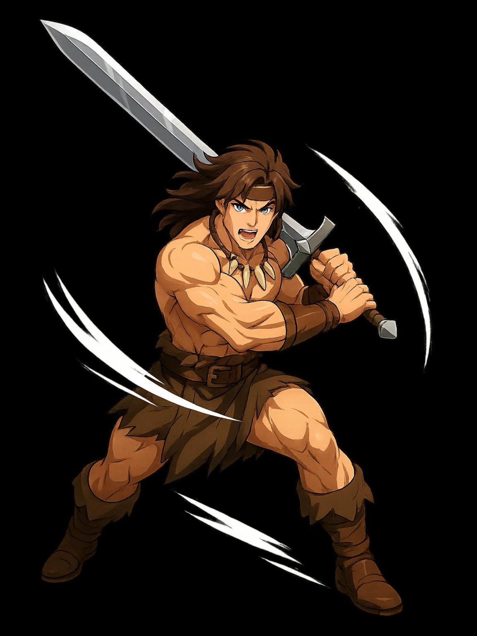 Barbarian Warrior Anime Sweatshirt Muscle Fighter Shirt Mountain Graphic Gift for Anime Fans and Gamers