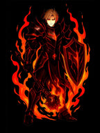 Flame Knight Anime Sweatshirt Black Spooky Castle Glow-in-Dark Fantasy Armor Gift for Gamers Otaku Streetwear Anime Apparel