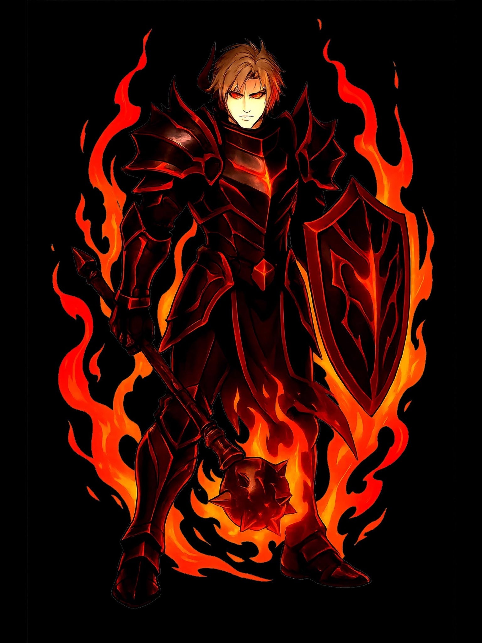 Flame Knight Anime Sweatshirt Black Spooky Castle Glow-in-Dark Fantasy Armor Gift for Gamers Otaku Streetwear Anime Apparel