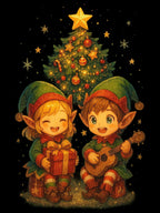 Anime Christmas Tree Sweatshirt Cute Elf Duo Cozy Holiday Gift Winter Apparel for Anime Fans and Gamers