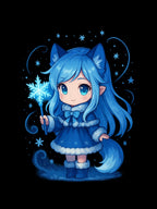 Kawaii Ice Spirit Girl Sweatshirt Cute Anime Winter Sweater Cozy Blue Aesthetic Gift for Anime Fans