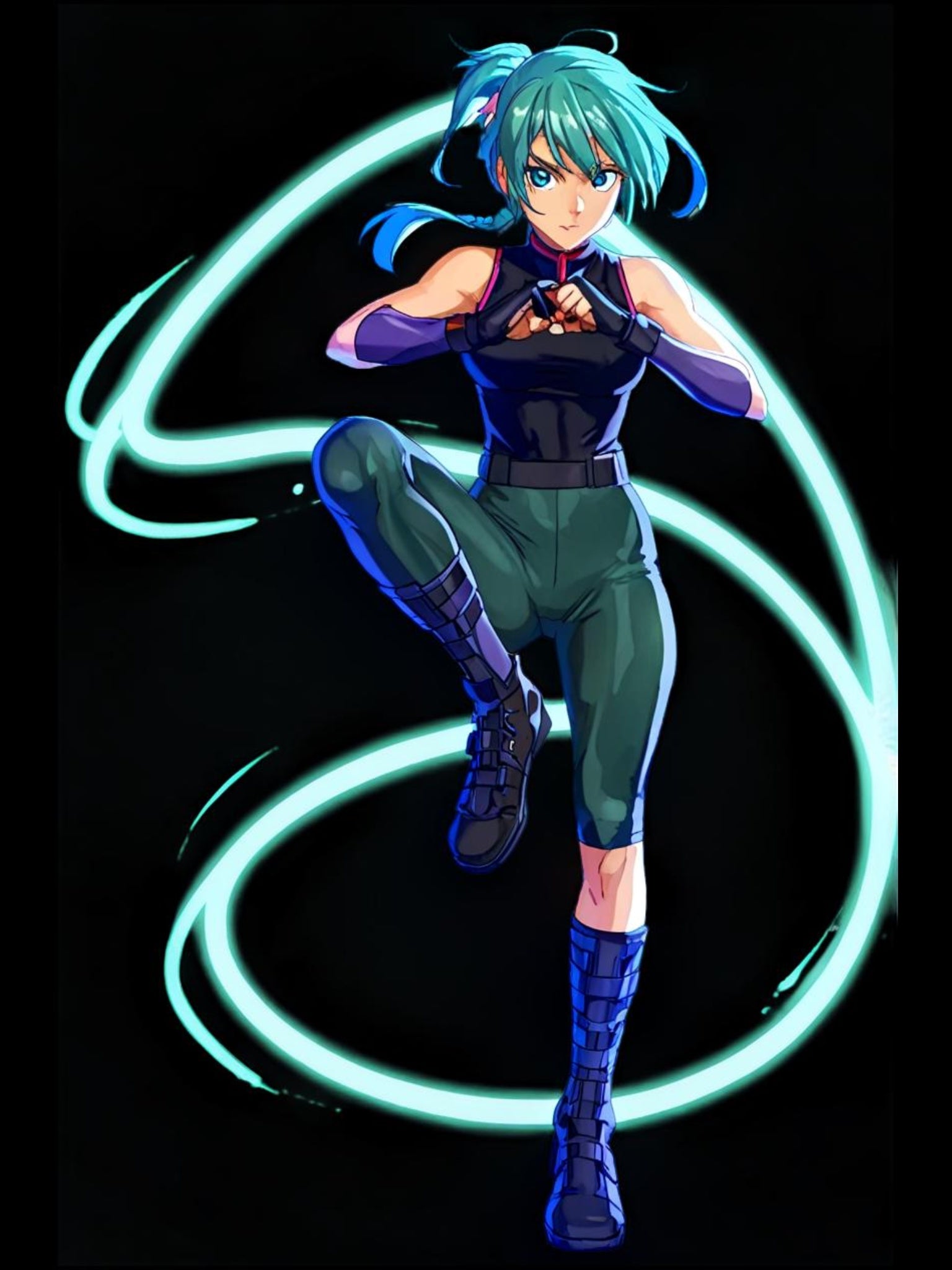 Neon Anime Girl Sweatshirt Cyber Energy Glow Streetwear Futuristic Gift for Gamers and Anime Fans