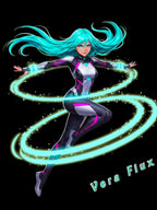 Anime Hoodie Vera Flux Neon Time Loop Girl Glowing Spiral Power Futuristic Hoodie Epic Anime Apparel Black Fleece Medium Fit Matching Print