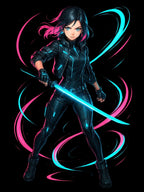 Cyberpunk Anime Girl Sweatshirt Neon Glow Streetwear Futuristic Techwear Gift for Anime Lovers and Gamers