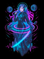 Cyberpunk DJ Girl Sweatshirt Neon Glow Streetwear Techwear Gift for Anime Lovers and Gamers