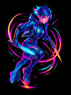 Vibrant Cyberpunk Neon Warrior Sweatshirt Futuristic Techwear Anime Streetwear Gift for Gamers and Anime Lovers