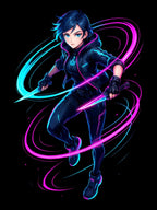 Cyberpunk Neon Warrior Sweatshirt Futuristic Techwear Anime Streetwear Neon Glow Gift for Gamers and Anime Fans