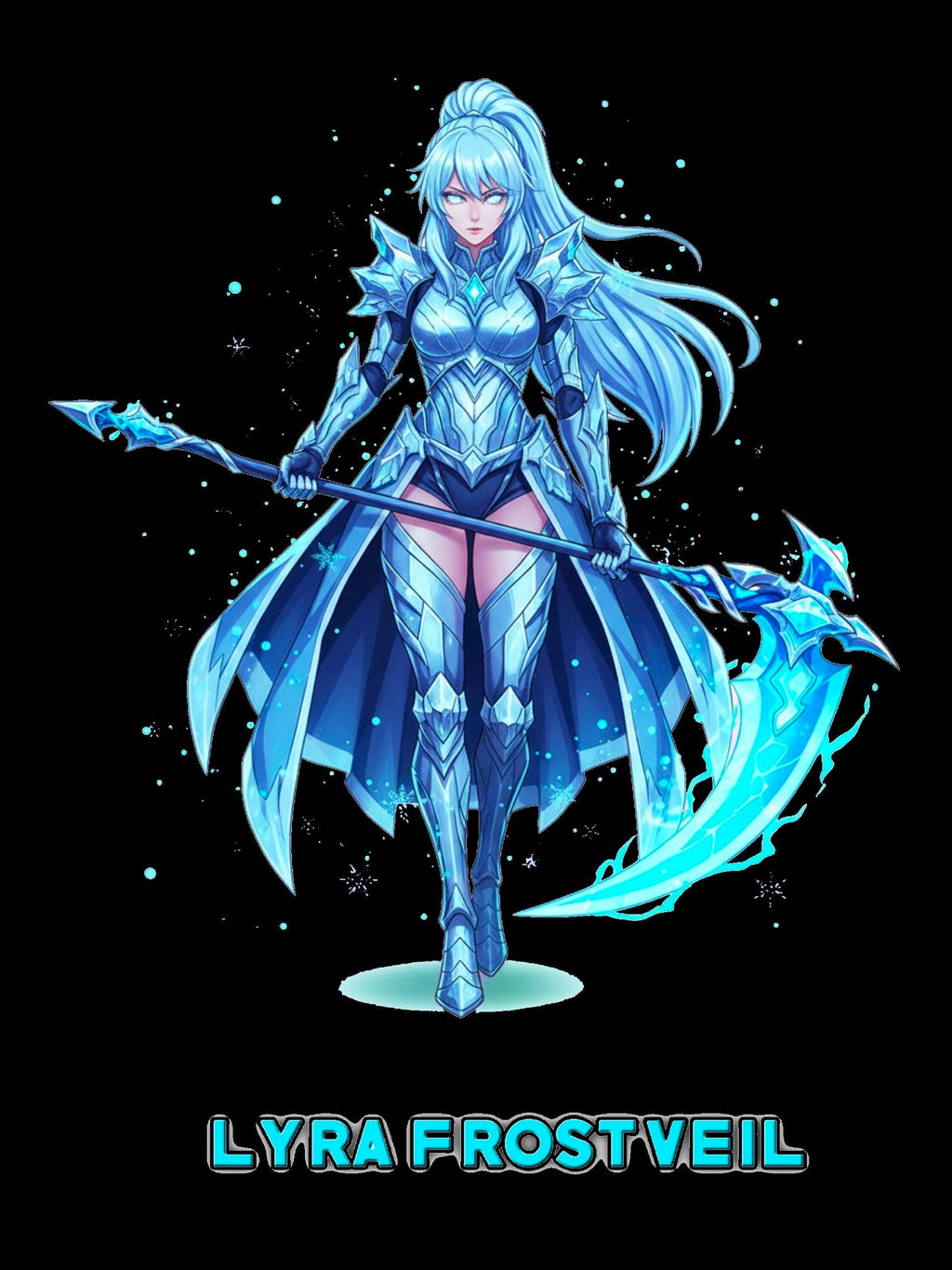Ice Anime Girl Hoodie, Lyra Frostveil | Winter Warrior Design | Magical Ice Powers | Epic Anime Apparel