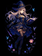 Anime Witch Girl Sweatshirt Purple Magic Butterfly Design Cozy Kawaii Fall Witchcore Gift for Anime Lovers and Gamers