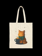 Cozy Cat Cocoa Tote Bag Cute Kawaii Cat Lover Gift Anime Coffee Shopper Eco Bag Warm Aesthetic Art Epic Anime Apparel