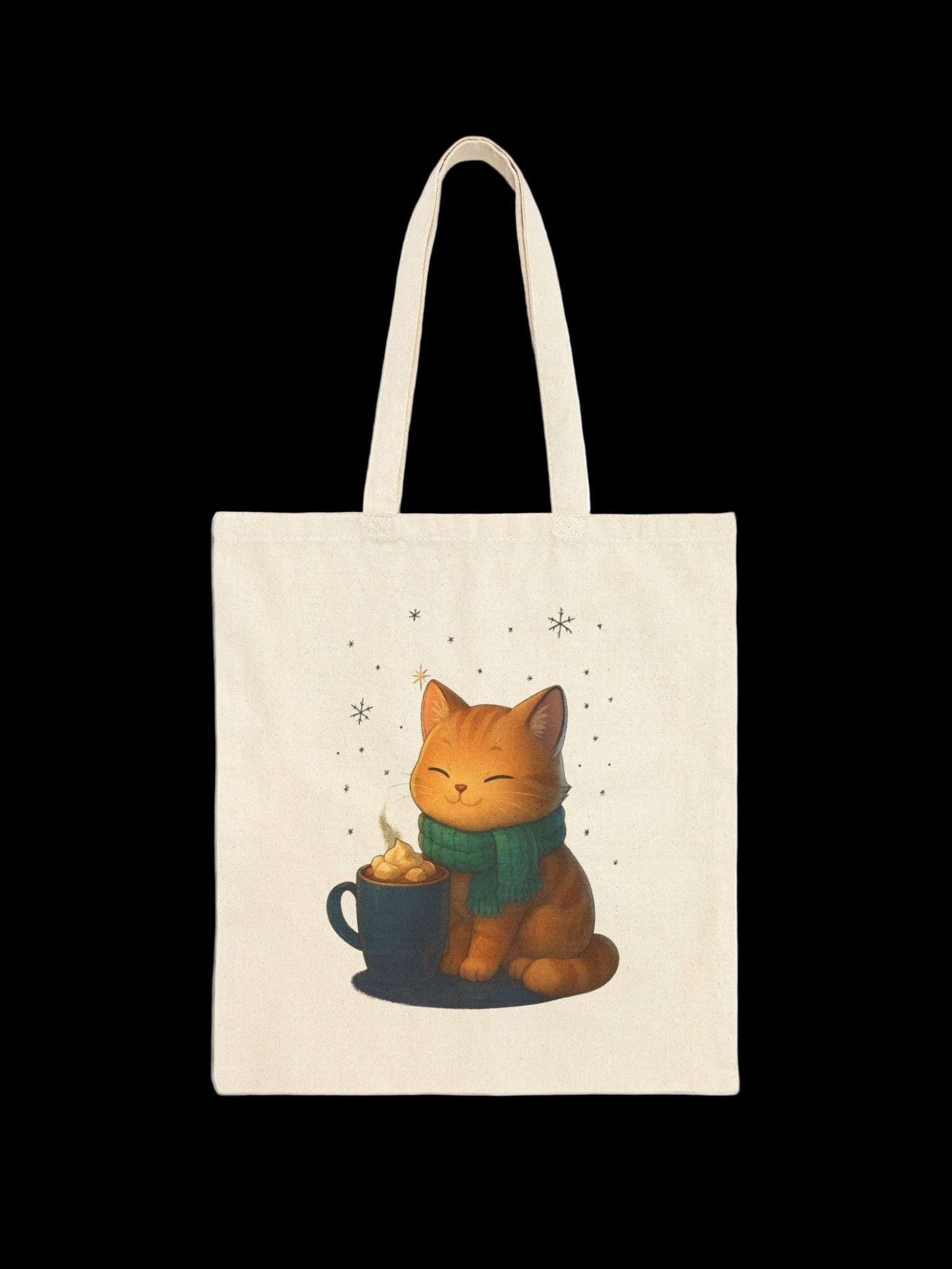 Cozy Cat Cocoa Tote Bag Cute Kawaii Cat Lover Gift Anime Coffee Shopper Eco Bag Warm Aesthetic Art Epic Anime Apparel