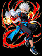 Fire Anime Fighter T-Shirt Neon Glow Power Pose Streetwear Gift for Anime Fans and Gamers