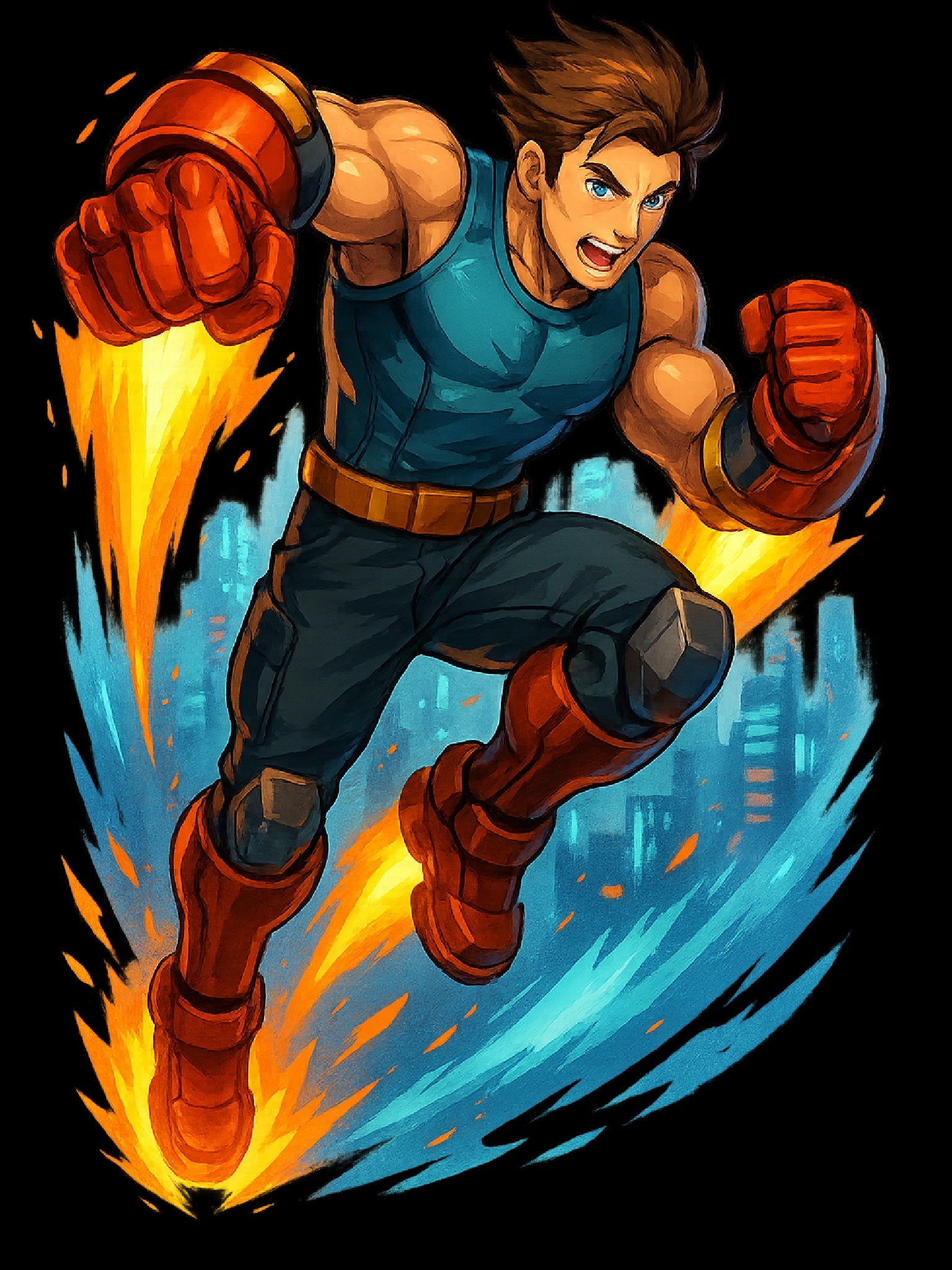 Jet-Powered Anime Hero T-Shirt: Epic Gamer Apparel