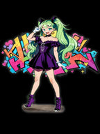 Graffiti Anime Girl T Shirt Neon Streetwear Graphic Tee for Anime Fans and Gamers