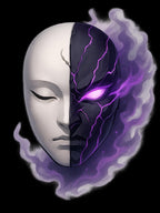 Anime Oni Mask T-Shirt Dark Spirit Face Split Design Neon Purple Glow Streetwear Gift for Anime Lovers and Gamers