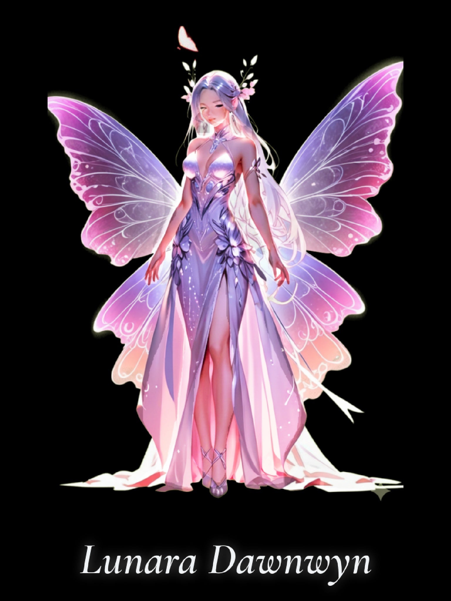 Fairy Queen Anime Shirt Lunara Dawnwyn T-Shirt Magical Butterfly Wings Fantasy Gift for Anime Lovers and Dreamers