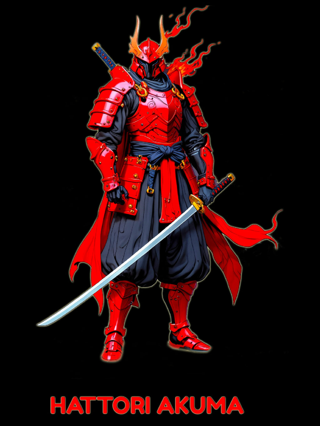 Hattori Akuma Samurai Anime T-Shirt Red Warrior Streetwear Techwear Gift for Anime Fans and Gamers