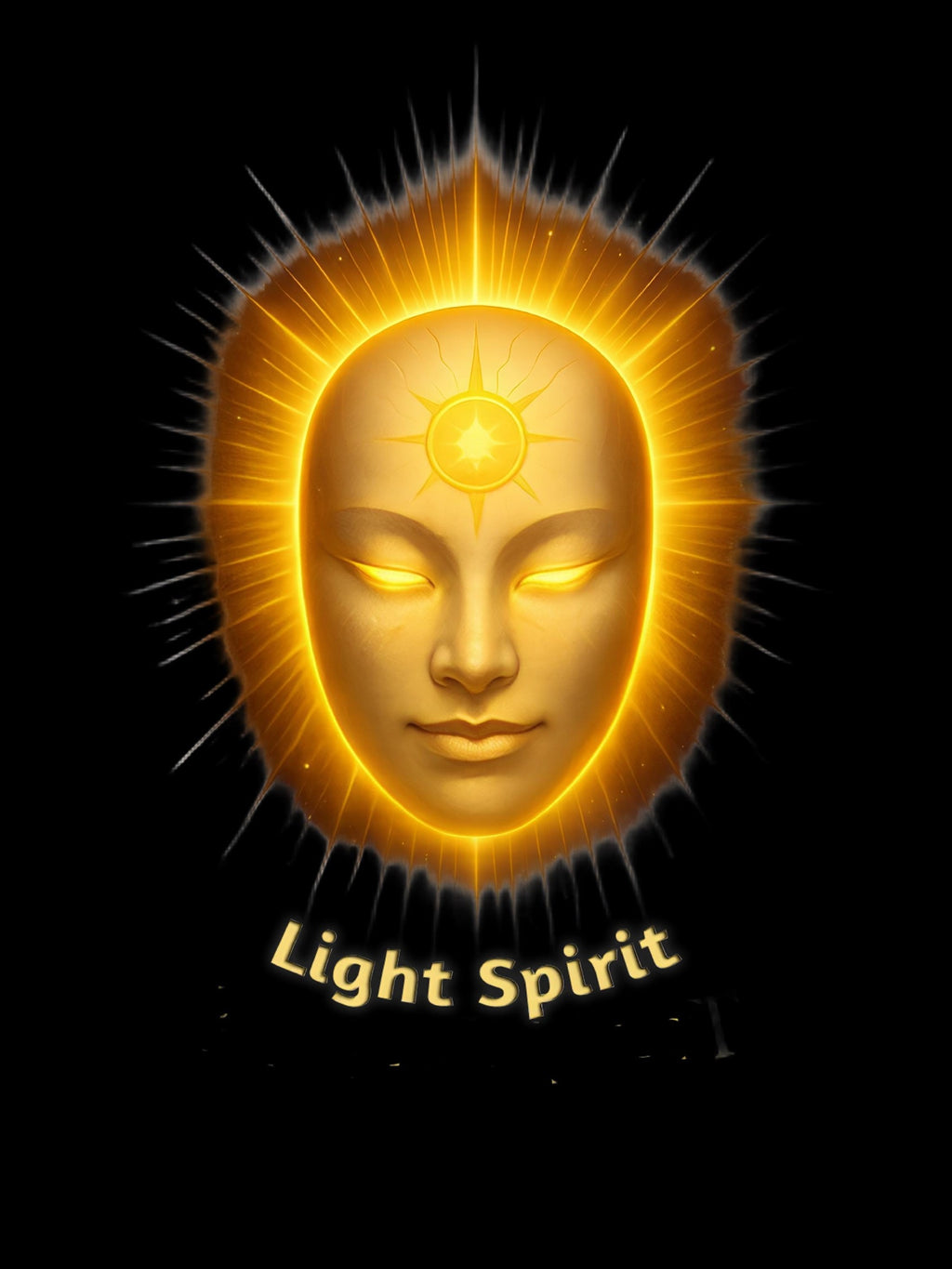 Light Spirit Hoodie Golden Mask Glow Streetwear Spiritual Anime Aesthetic Pullover Gift for Fans of Symbolic Art