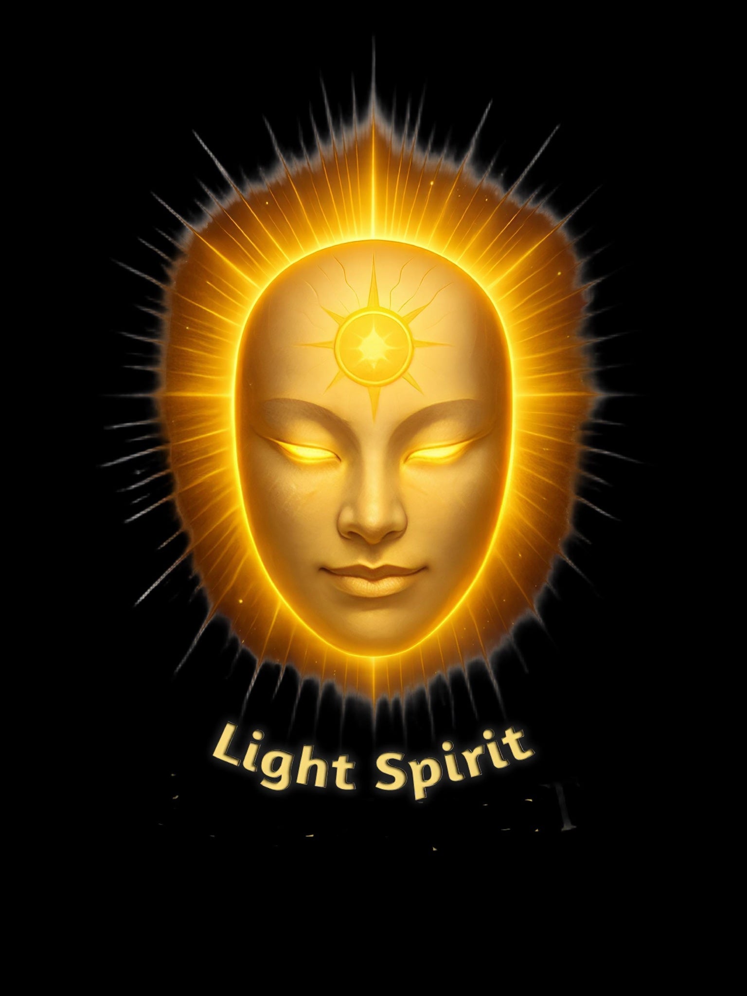 Light Spirit Hoodie Golden Mask Glow Streetwear Spiritual Anime Aesthetic Pullover Gift for Fans of Symbolic Art
