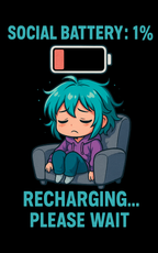 Social Battery 1% Tote Bag | Funny Introvert Anime Girl Canvas Tote | Recharging Please Wait Bag Gift for Gamers, Students, Coffee Lovers