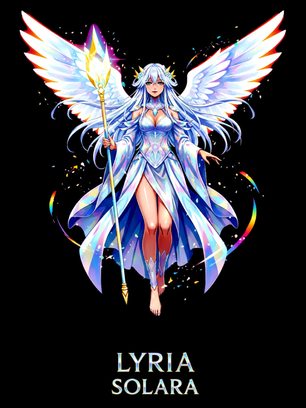 Anime Angel T-Shirt Lyria Solara Celestial Wings Shirt Magical Girl Gift for Anime Lovers and Fantasy Fans