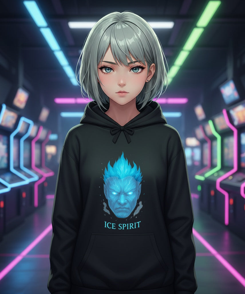 Ice Spirit Hoodie Cool Blue Demon Sweatshirt Mythic Mask Anime Streetwear Gift for Him Her