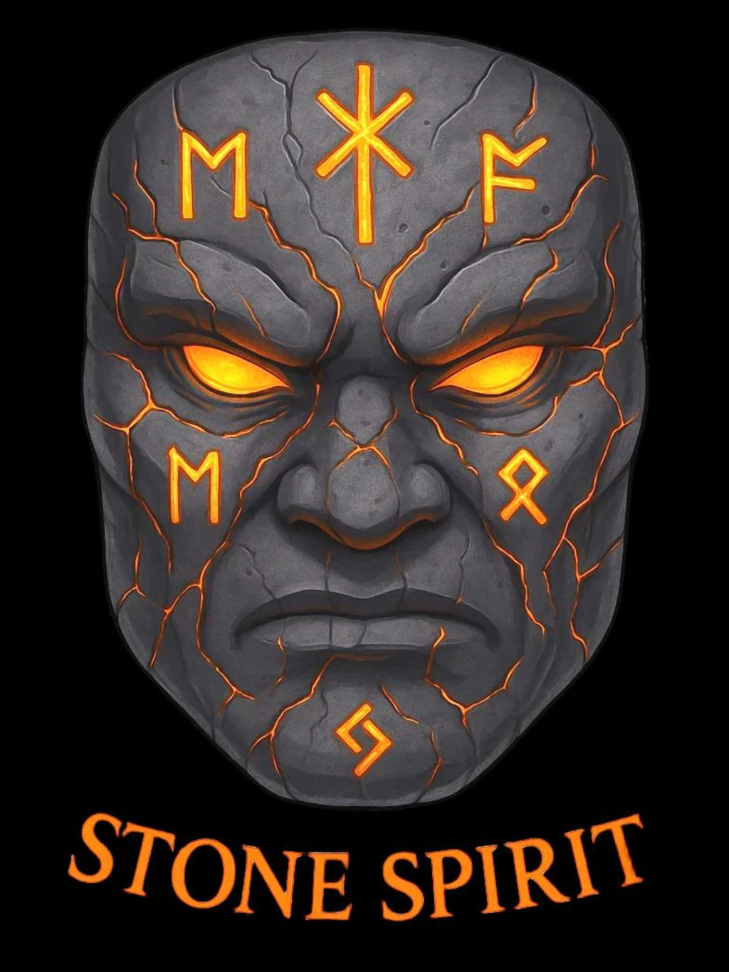 Stone Spirit Hoodie Glowing Rune Mask Sweatshirt Earth Power Mythic Anime Streetwear Gift for Him Her