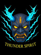 Thunder Spirit Hoodie Anime Oni Mask Electric Blue Lightning Gift for Gamers and Anime Fans
