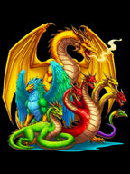 Dragon Hydra Griffin Basilisk T-Shirt Fantasy Monster Battle Shirt for RPG Gamers and Mythical Creature Fans