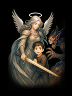 Guardian Angel T-Shirt Christian Anime Art Sword of Protection Shirt for Kids and Parents Spiritual Gift Tee