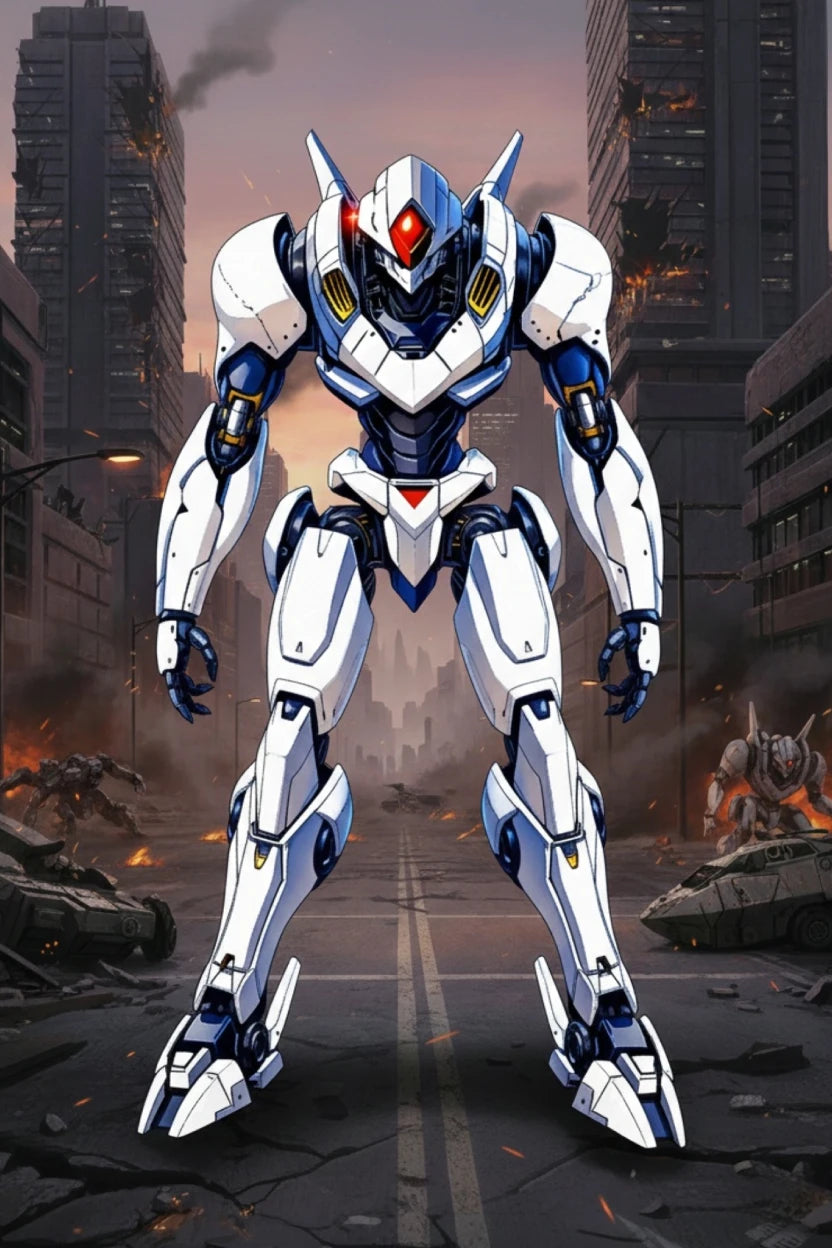 Aegis-9b Anime Mech Poster Sci-Fi Robot Wall Art Futuristic City Battle