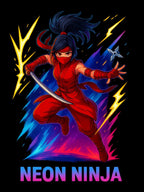 Neon Ninja Anime T-Shirt Red Lightning Warrior Cool Streetwear Gift for Anime Fans and Gamers