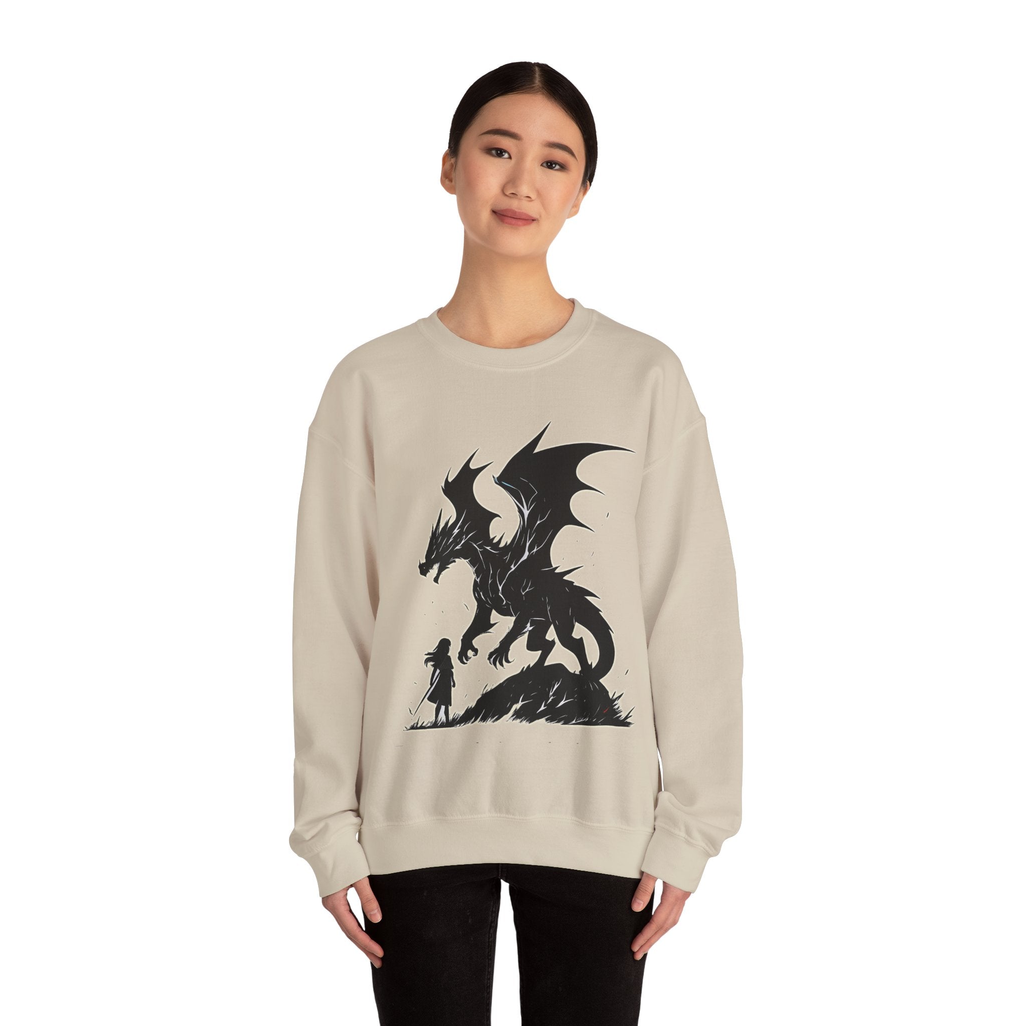 Anime Dragon Crewneck Sweatshirt: Fantasy Unisex Apparel