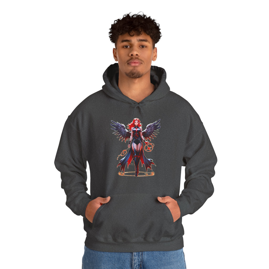 Anime Dark Sorceress Hoodie Red Winged Mage Pullover Gothic Fantasy Girl Gift for Anime Fans and Game