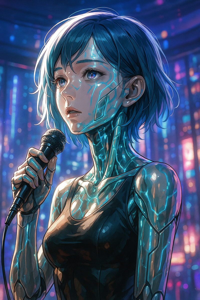 Cyberpunk Anime Art, Futuristic Neon City Wall Decor, Anime Gift Idea, Sci Fi Poster, Glowing Anime Character Print