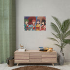 Vibrant Anime Wall Art Girls in Kimono with Parasols Japanese Festival Art Print
