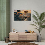 Dynamic Anime Martial Arts Showdown Art Print, Karate Fighters at Sunset Cityscape Wall Art