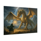 Fantasy Dragon Stormy Mountain Artwork Mythical Creature Wall Art Epic Adventure Print