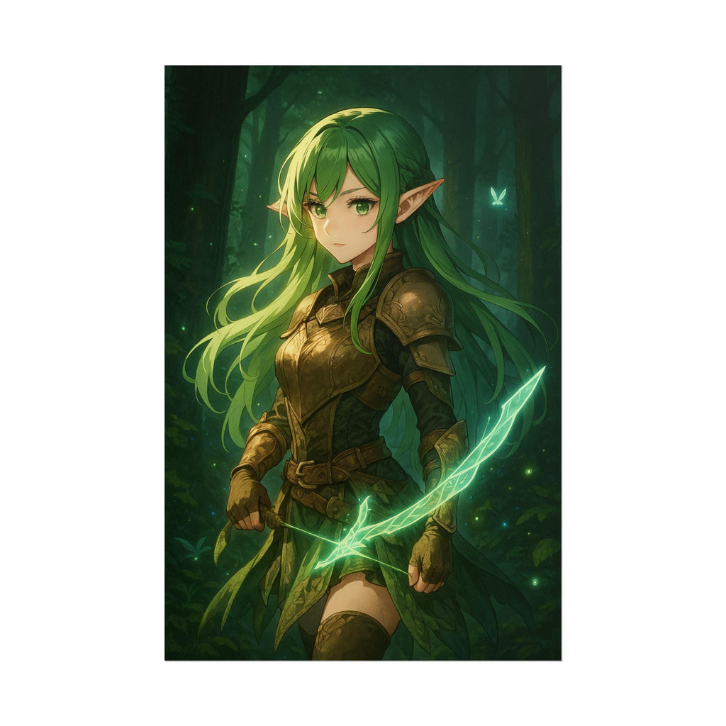 Enchanted Forest Elf Art Print: Anime Fantasy Decor