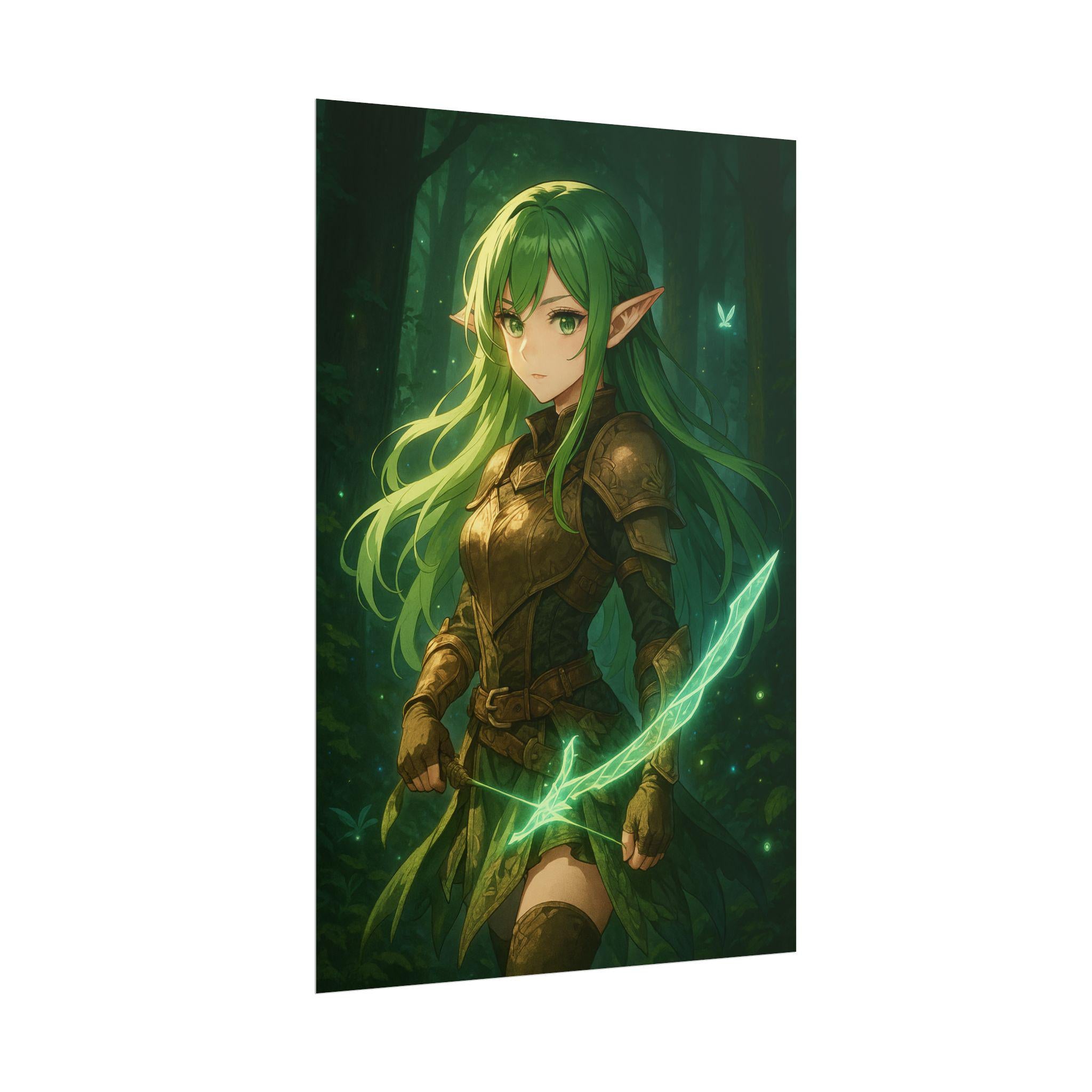 Enchanted Forest Elf Art Print: Anime Fantasy Decor