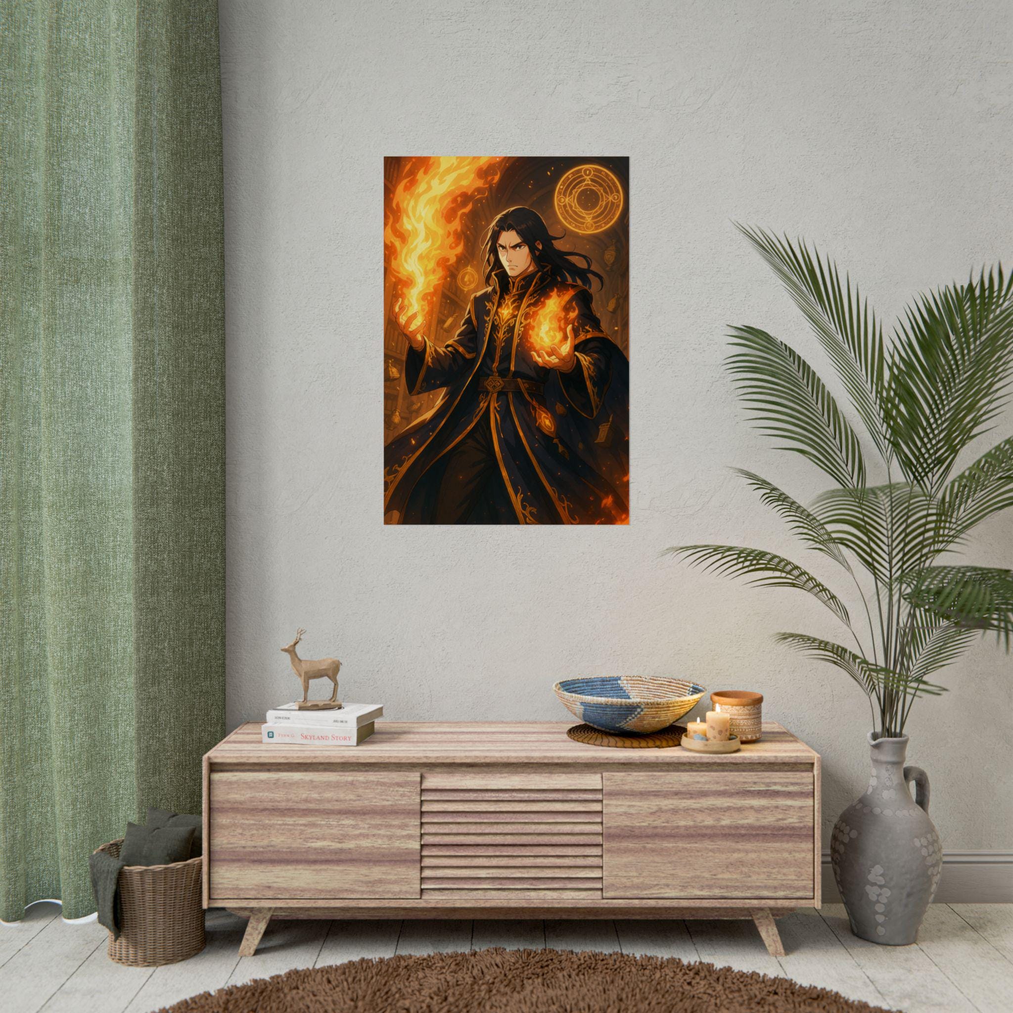Fantasy Anime Sorcerer Poster: Magical Gamer Wall Art