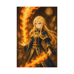 Anime Fire Sorceress Art Print: Magical Fantasy Poster