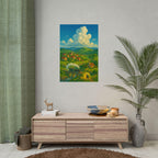 Anime Nature Art Print: Whimsical Village Landscape Poster