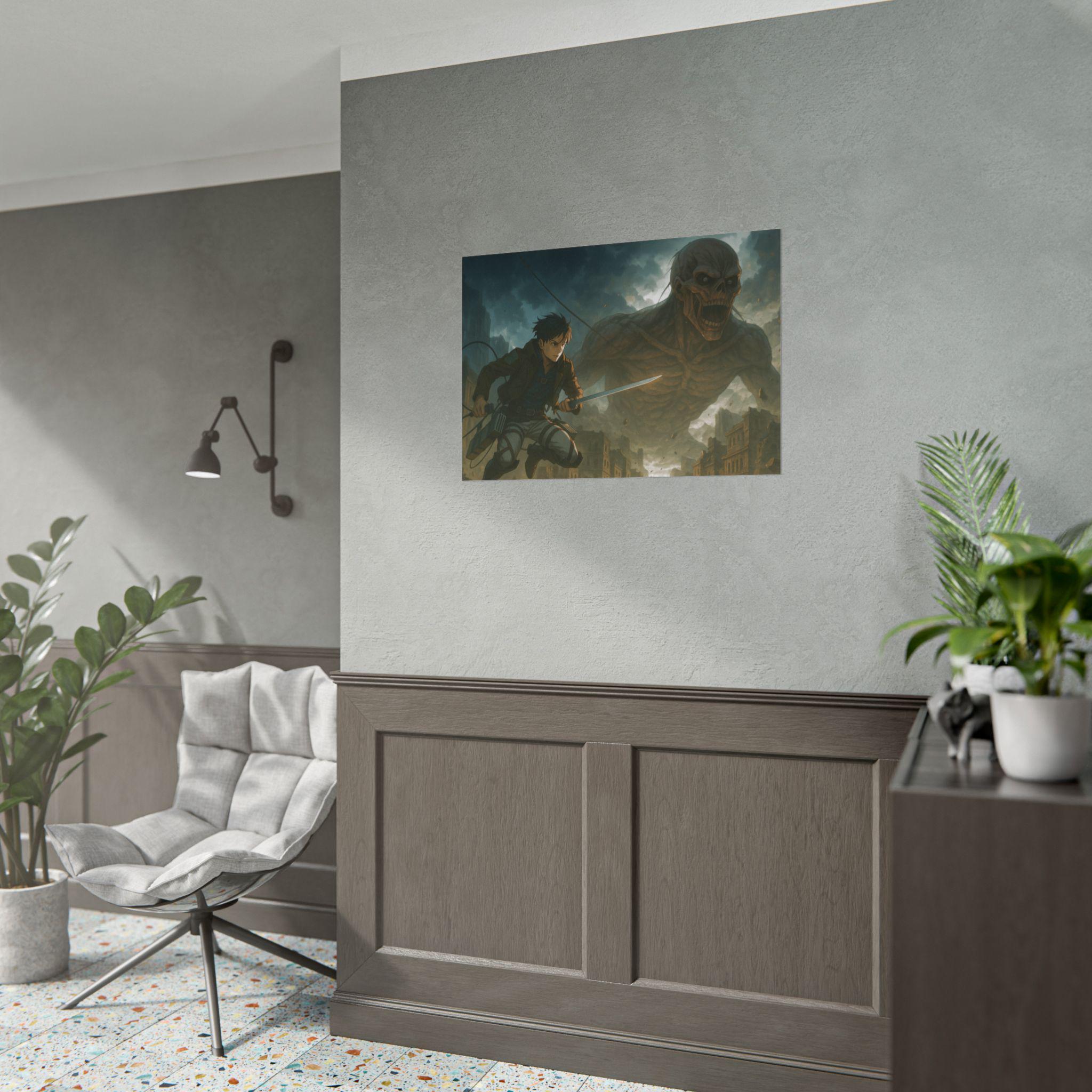 Anime Titan Battle Wall Art: Epic Adventure