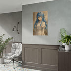 Charming Blue-Haired Anime Girl Art Poster